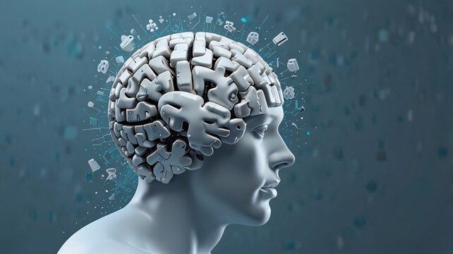 Exploding Brain with Geometric Shapes, A Surreal Conceptual Art V6