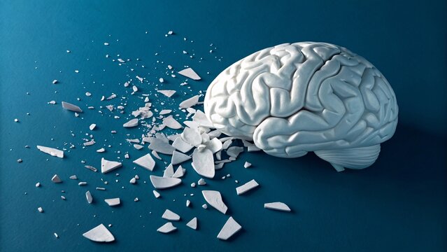 Fragmented Human Brain Exploding, Mental Health Metaphor V2