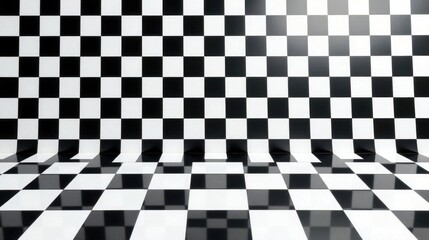 Obraz premium Abstract checkered floor and wall design, perfect for displaying products or creating a visually striking background for various applications.