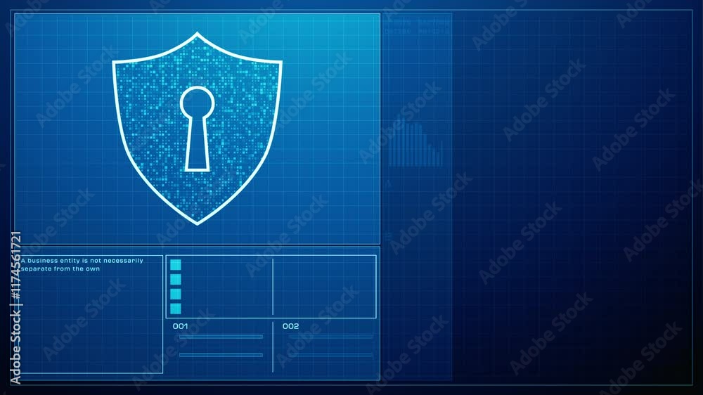 Poster Cybersecurity Dashboard with Data Analytics Display,  Background animation 4k.