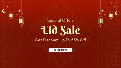 Naklejka premium eid sale label badge banner template design background 