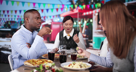People Having Funh At Street Food Event
