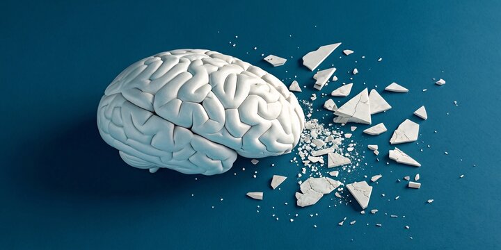 Fragmented Human Brain Exploding, Mental Health Metaphor V5