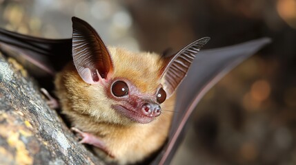 Obraz premium Close-up of an Adorable Bat in its Natural Habitat