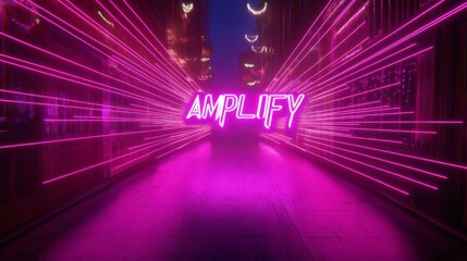 Futuristic Glowing Text with Light Beams