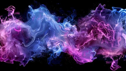 Dynamic burst of vibrant neon paint captured mid motion against a striking black backdrop