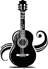 A set of black guitar silhouettes. Vector guitars on white background. Symbols of classic electric guitars for a store or music application.