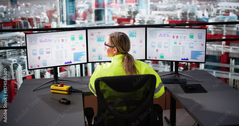 Aufkleber Industrial Data Automation System On Computer