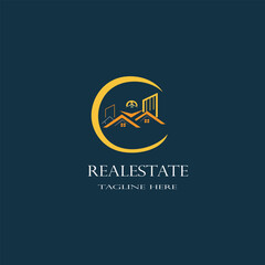 Real estate logo with illustration vector design