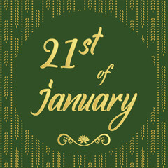 January 21 Daily Calendar Icon, stylish Background with Vector illustration Day of the year concept, Greeting for Today. Jan