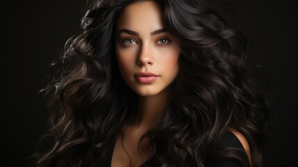 Portrait of a Woman with Stunning Dark Curly Hair