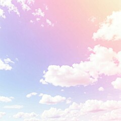 A soft, cloudy sky background with light pastel colors like lavender, pink, and pale blue blending together, creating a dreamy, peaceful, and airy feeling.