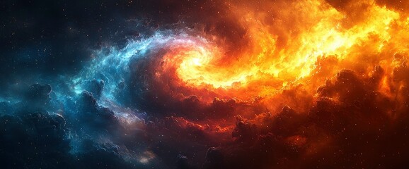 Cosmic Fire and Ice Nebula A Celestial Dance of Opposites