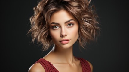 Fototapeta premium Stunning Portrait of a Woman with Short Curly Hair