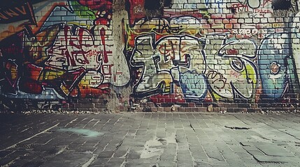 Naklejka premium A backdrop featuring a graffiti design for an urban feel.