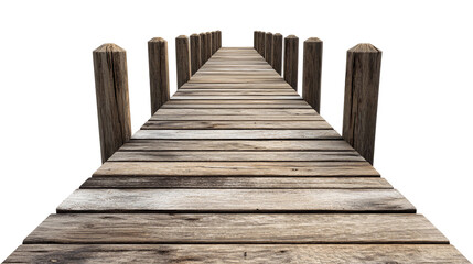 Wooden pier isolated on white background. Suitable for marketing or business purposes. PNG file