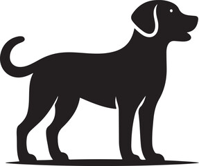 Vector black and white silhouette of a dog
