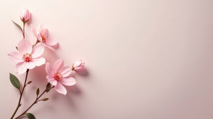 Fototapeta premium Delicate Pink Blossoms Arranged on a Soft Pastel Background, Offering a Serene and Elegant Visual