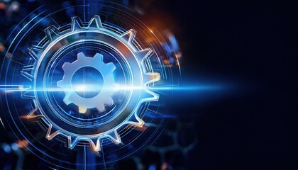 Futuristic Blue and Black Abstract Background Featuring a Central Circular Shape Evoking a Sense of Modernity and Technological Innovation