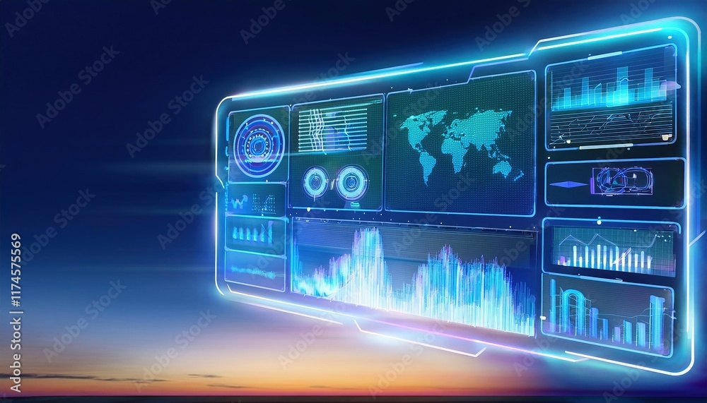 Aufkleber comprehensive visual data analysis displayed on a large screen featuring detailed map and informativ