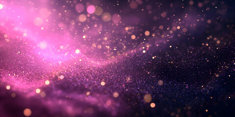 Obraz premium Cosmic Pink Stardust: A mesmerizing swirl of pink and purple stardust, glittering with bokeh lights against a dark background. Perfect for designs needing a touch of cosmic magic.