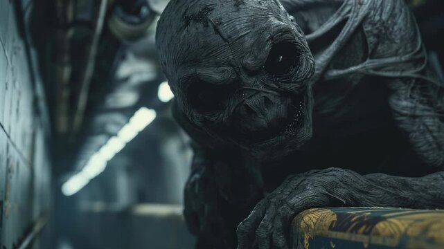 A dark creature lurks in the shadows. AI.