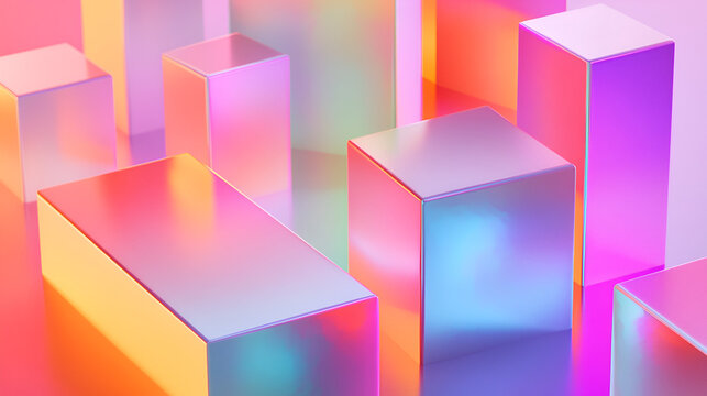 Fototapeta Iridescent Blocks: Abstract Composition 