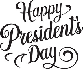happy presidents day lettering banner poster template vector concept on white background