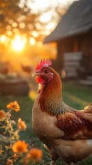 Rustic Countryside Lifestyle Featuring Happy Chickens On Pastureland Farm Photo