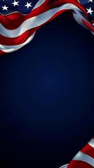plain navy blue background with a USA flag theme