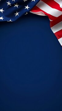 plain navy blue background with a USA flag theme