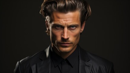 Obraz premium Intense Male Portrait: A Study in Light and Shadow