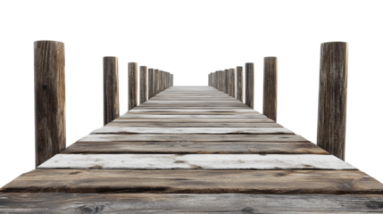 Wooden pier isolated on white background. Suitable for marketing or business purposes. PNG file