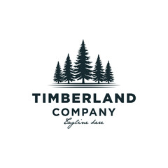 retro Pine Tree spruce evergreen fir hemlock logo design. Vintage rustic conifer cedar coniferous cypress larch pinus trees silhouette