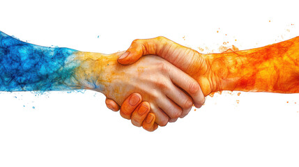 two hands shaking hands isolated on white background 