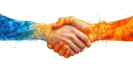 two hands shaking hands isolated on white background 