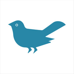 Vector isolated illustration of a simple blue little bird.