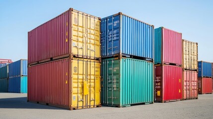 Containers in shipping yard, shipping port -