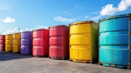 Containers in shipping yard, shipping port -