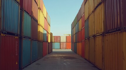 Fototapeta premium Containers in shipping yard, shipping port -