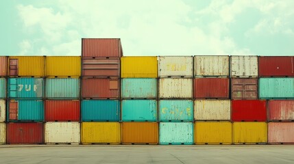 Fototapeta premium Containers in shipping yard, shipping port -