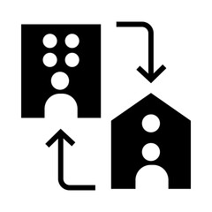Building Relocation or Data Transfer Icon – Movement Between Locations or Systems