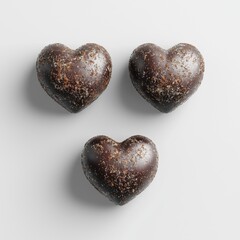 Fototapeta premium Heart-Shaped Dark Chocolate Treats with Sugar Crystals on a Light Background