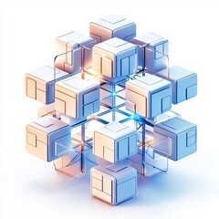 Sculptural Transparent 3D Business Calendar with Interlocking Geometric Shapes