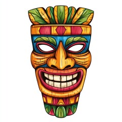 Colorful Happy Tiki Mask Tribal Art Design