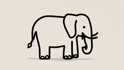 Fototapeta premium Cartoon elephant character illustration in simple style on light background