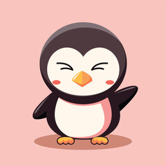 Cute cartoon penguin on a pink background