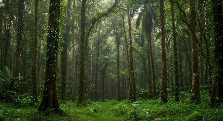 Obraz premium Deep tropical jungles of Southeast Asia in august ,Tropical rain forest 