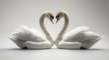 Two swans forming a heart shape with their necks.
