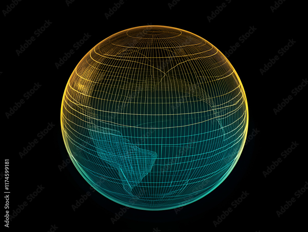 Poster global network: a stylized, interconnected network of lines and points, representing the interconnec